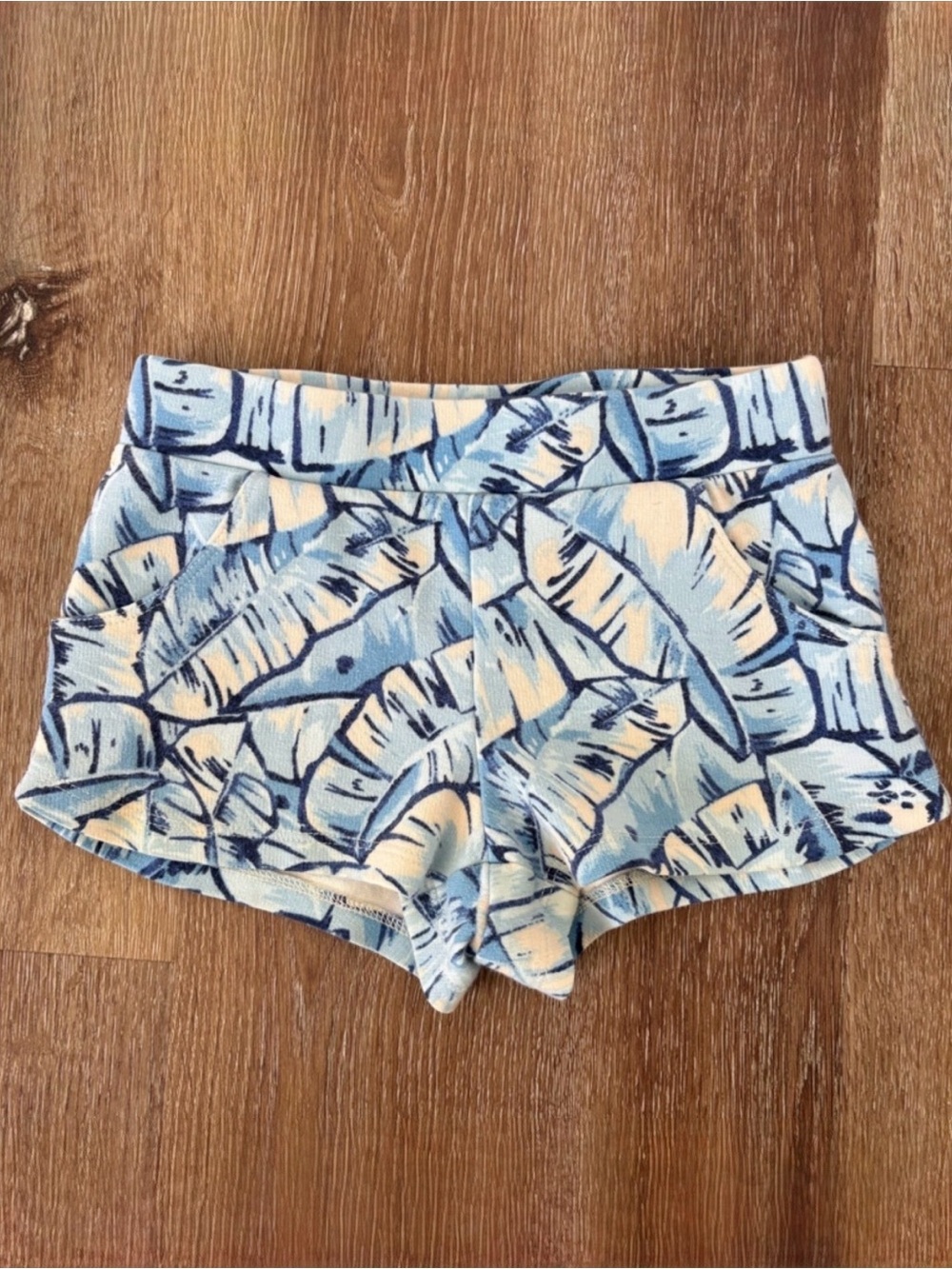 Janie and Jack Tropical Leaf Print Shorts in Blue Size: 2T| Summer
